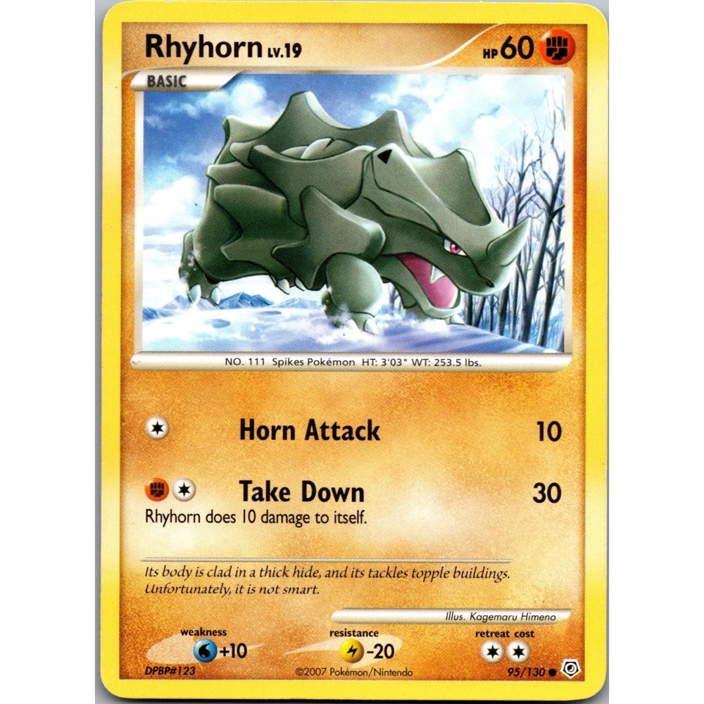 Pokemon Rhyhorn Common Diamond and Pearl 95/130 Fighting TCG Card 2007